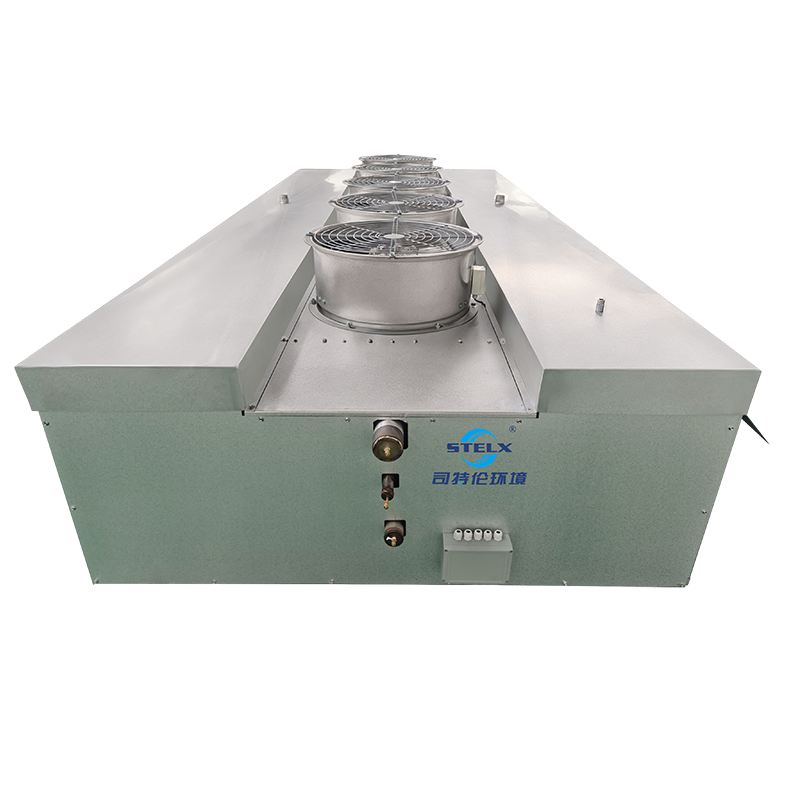 Enfriador de aire de descarga doble con tiro descendente montado en el techo