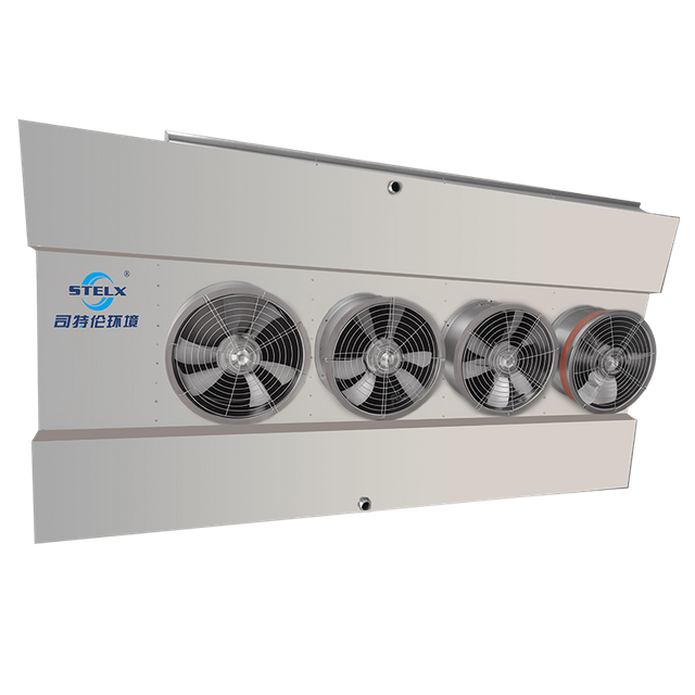 Enfriador de aire de descarga doble con tiro descendente montado en el techo