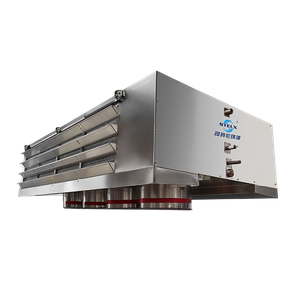 Enfriador de aire de descarga doble con tiro descendente montado en el techo